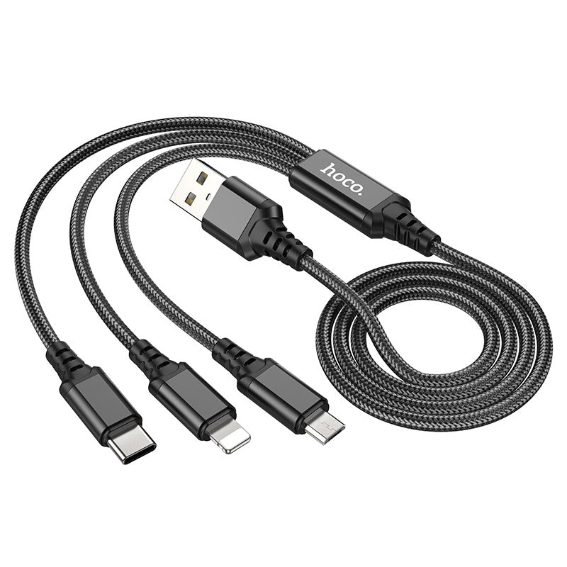 Cable Hoco X76 3 en 1 Lightning/Micro-USB/Type-C