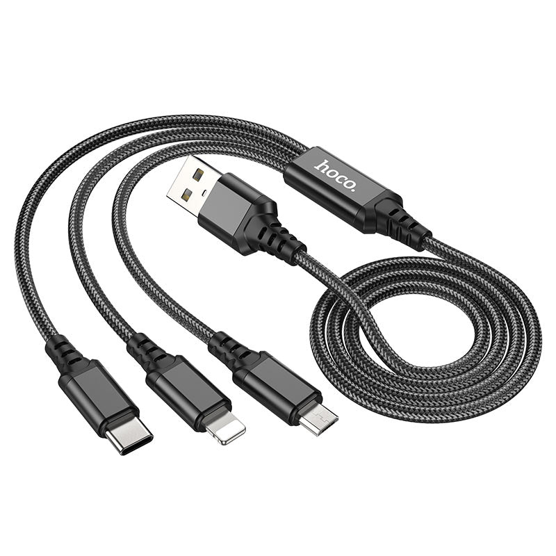 Cable  3 en 1 Lightning/Micro-USB/Type-C Hoco X76