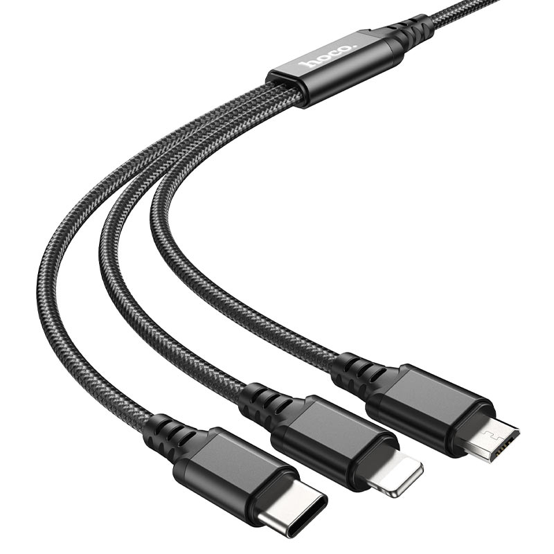 Cable  3 en 1 Lightning/Micro-USB/Type-C Hoco X76
