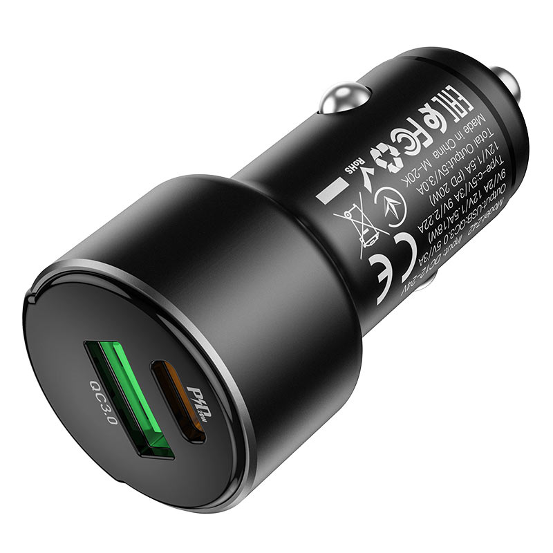 Cargador de auto salida Usb y usb-C PD20W Hoco Z42
