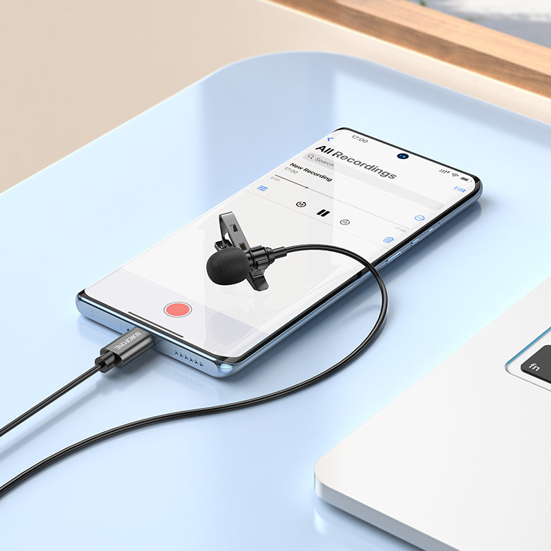 Micrófono Lavalier  USB-C 2mt Borofone BFK11