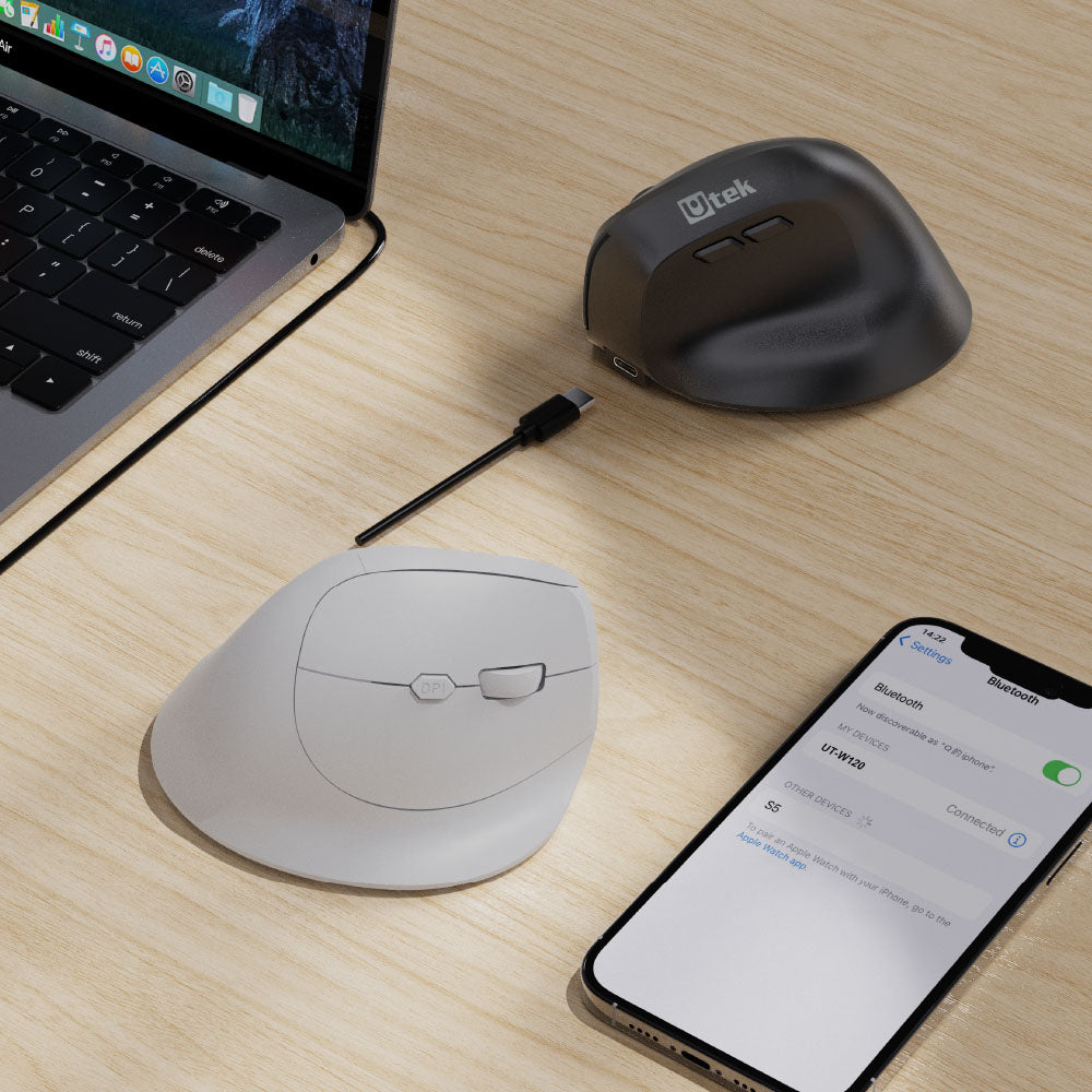Mouse BT Ergonómico Silent 1600DPI Recargable UT-MOER300R Utek