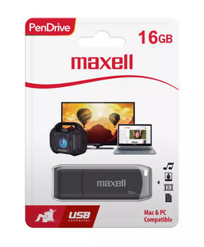 Pendrive USB 2.0 16gb Maxell negro/gris