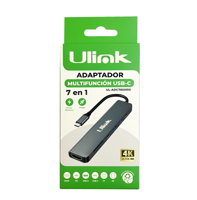 Adaptador Multifunción USB-C  7 en 1 Ulink  UL-ADC785HRD