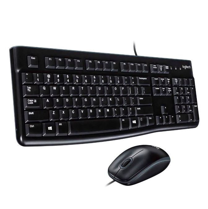 Kit teclado y mouse alámbrico Logitech MK120 USB negro