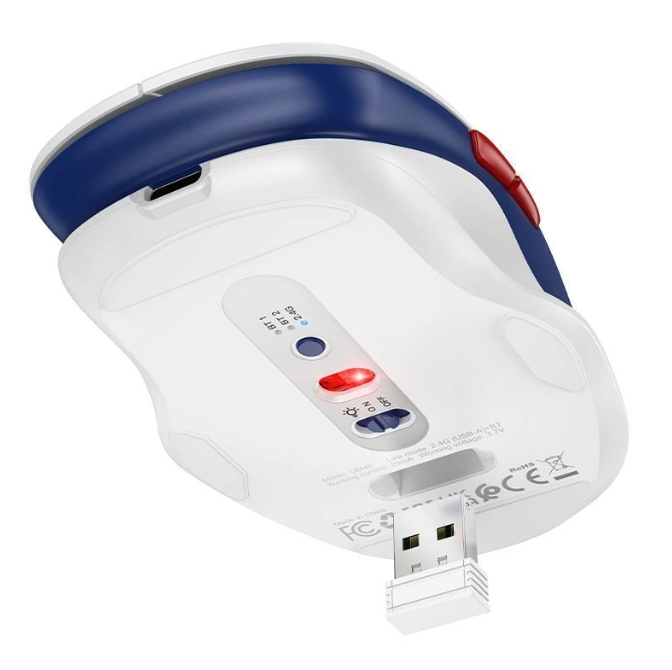 Mouse Inalámbrico Dual USB  y Bluetooth 1600 Dpi recargable Hoco Gm40