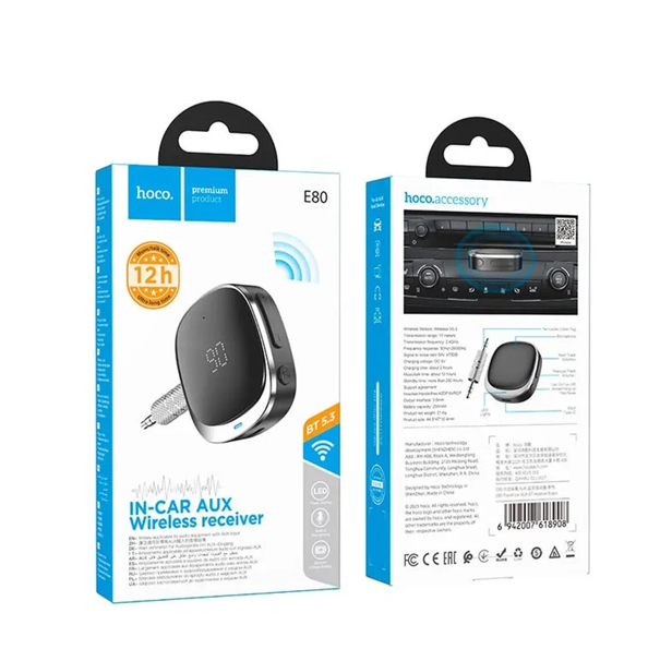 Receptor Bluetooth de auto  AUX 3,5mm Hoco E80