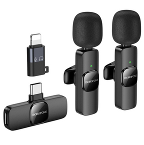 Micrófono inalámbrico de solapa Dual Mic USB-C Y para IP Borofone BFK15
