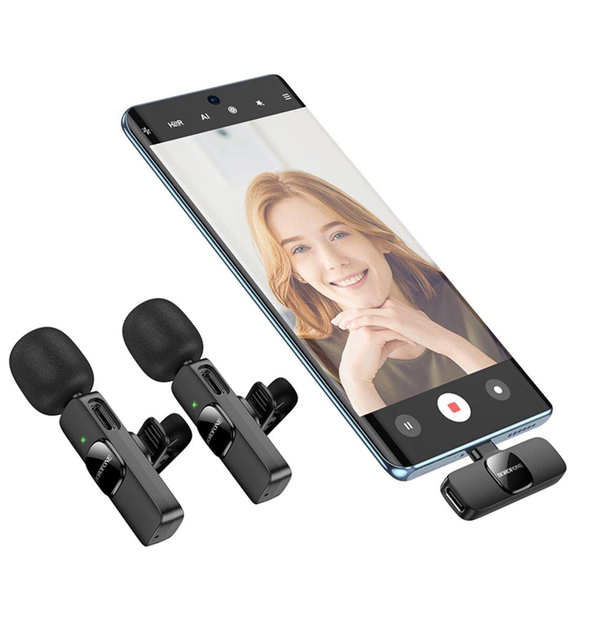 Micrófono inalámbrico de solapa Dual Mic USB-C Y para IP Borofone BFK15