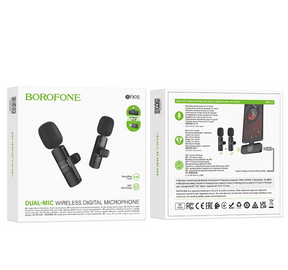 Micrófono inalámbrico de solapa Dual Mic USB-C Y para IP Borofone BFK15