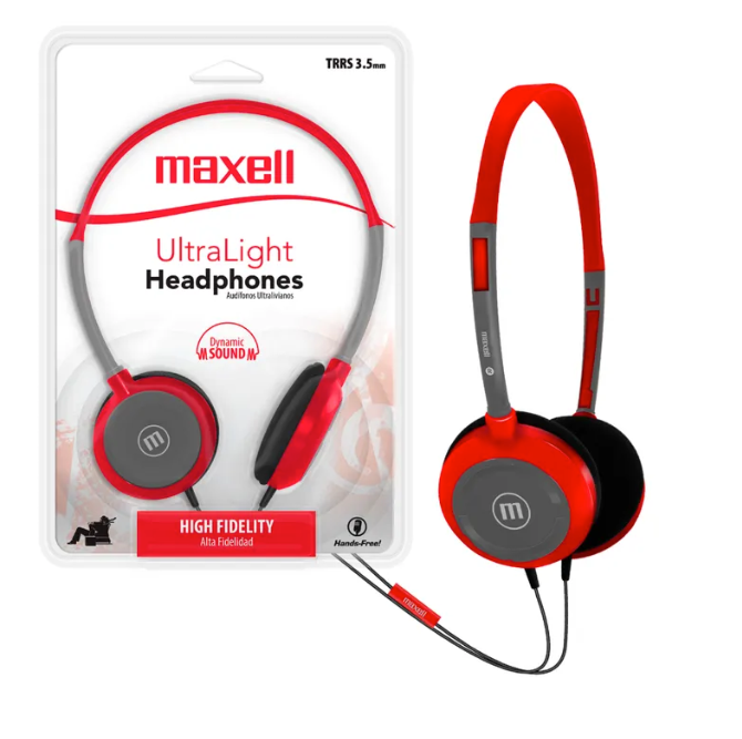 Audífonos ultraliviados con cable  3.5mm Maxell TRRS
