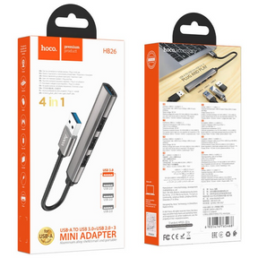 Adaptador Hub USB 3.0  a USB 4 en 1 Hoco HB26