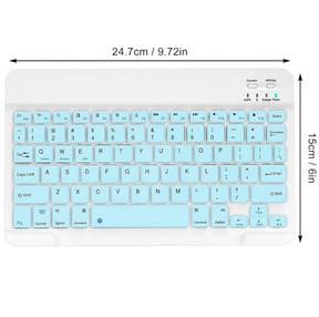 Kit de Teclado y mouse Bluetooth 10 pulgadas celeste