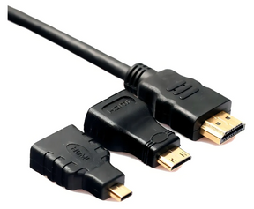 Cable Hdmi  3 En 1, Con Adaptadores Mini Hdmi Y Micro Hdmi