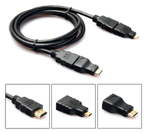 Cable Hdmi  3 En 1, Con Adaptadores Mini Hdmi Y Micro Hdmi