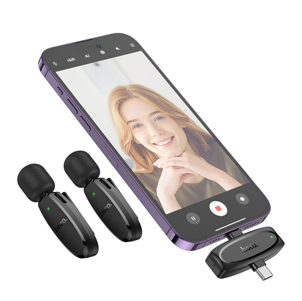 Micrófono inalámbrico Lavalier Dual  Lightning to USB-C Hoco L15