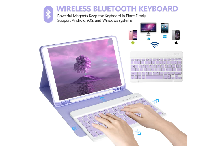 Funda con teclado para IPAD Air11 (2025/2024) Air5/Air4 10.9 lila