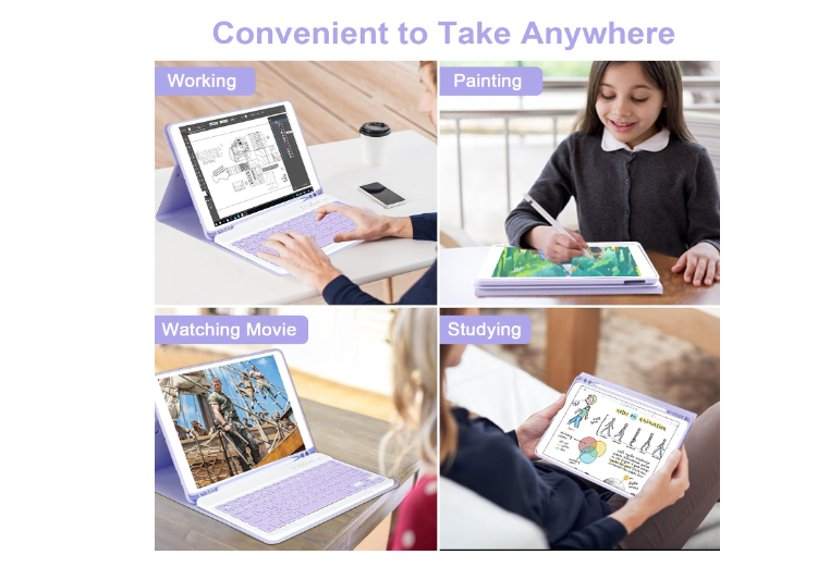 Funda con teclado para IPAD Air11 (2025/2024) Air5/Air4 10.9 lila