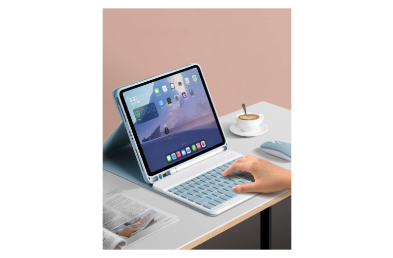 Funda con teclado para IPAD Air11 (2025/2024) Air5/Air4 10.9 celeste