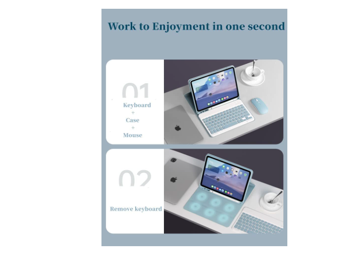 Funda con teclado para IPAD Air11 (2025/2024) Air5/Air4 10.9 celeste