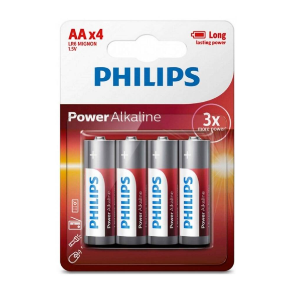 Pack de Pila AA 4 unidades alcalina Philips 1.5V