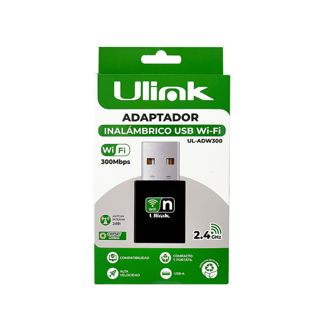 Adaptador USB Wi-Fi 2.4GHz 300Mbps Ulink UL-ADW300