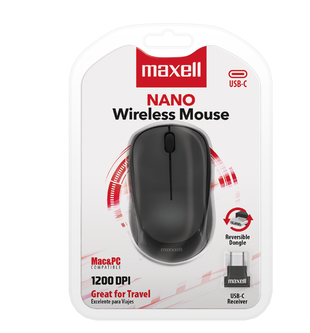 Mouse  Inalámbrico USB-C 1200dpi Maxell Nano