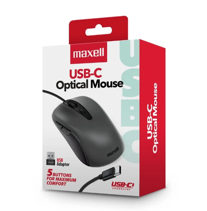 Mouse Optico Alámbrico dual Usb-C y USB   Maxell Mowr-105c