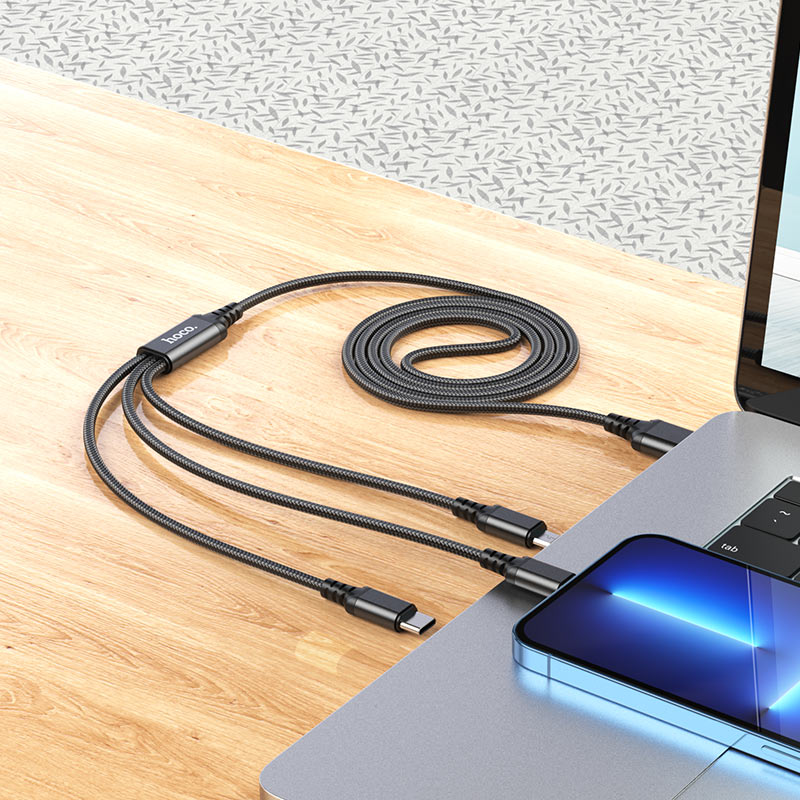 Cable  3 en 1 Lightning/Micro-USB/Type-C Hoco X76