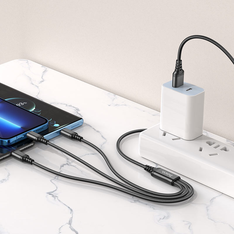 Cable  3 en 1 Lightning/Micro-USB/Type-C Hoco X76
