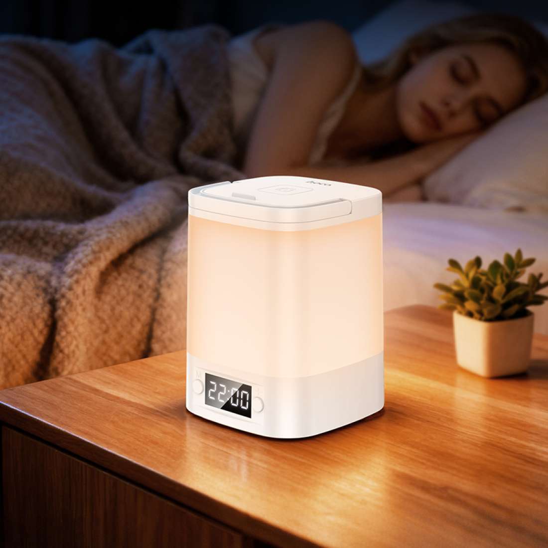 Lámpara de noche con reloj inteligente Hoco HX15
