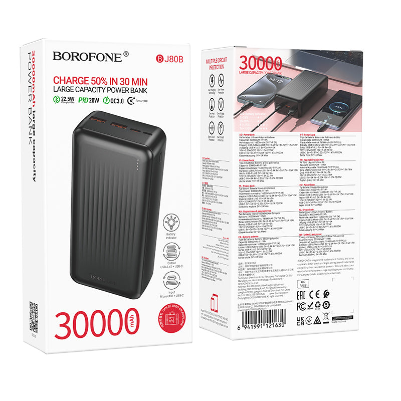 Power Bank 30000mAh QC 3.0 22,5W PD 20W Borofone BJ80B